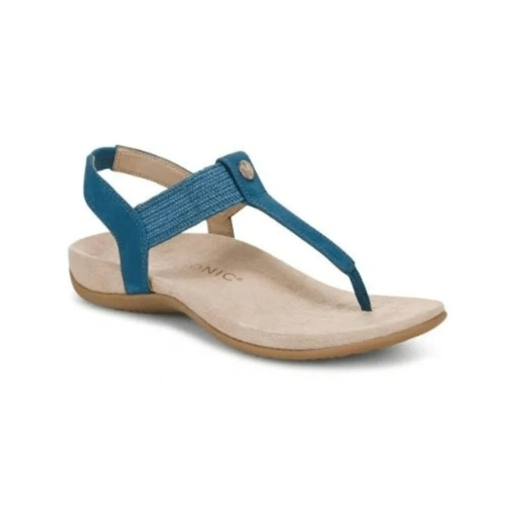 Vionic Brea Toe Post Slingback Sandal Celestial Teal Nubuck I9863L5403 - Picture 3 of 5
